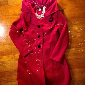 Venus bright red wool blend coat